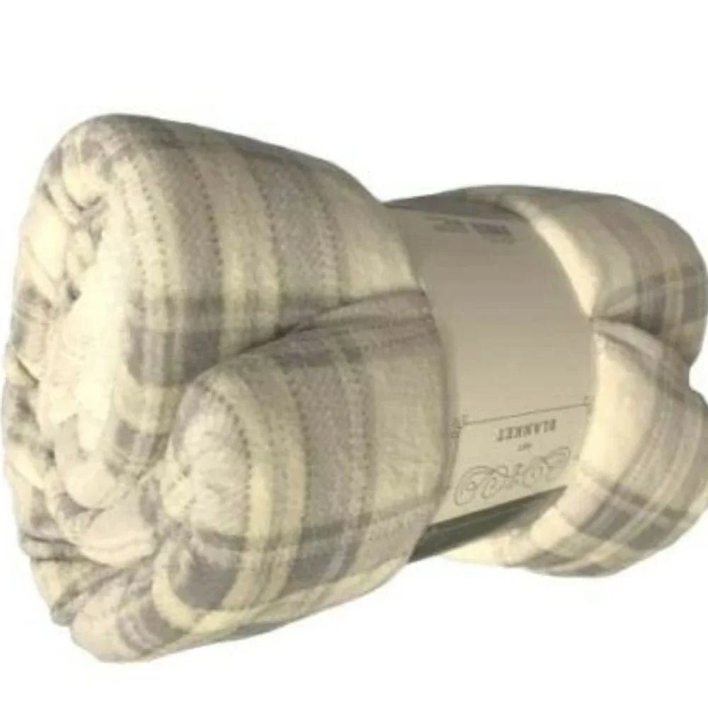 Dogs/Cats Blanket Soft &Comfortable White/Gray Plaid Sz40X50/ WONDERSHOP